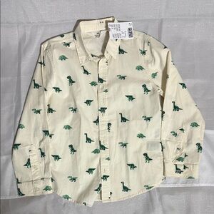 H&M Cream Dinosaur Print Kids Button Down Shirt